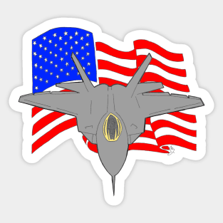 F-22 Raptor Fighter Jet with flag Sticker